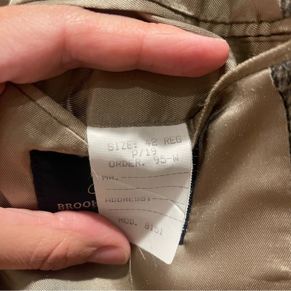 Brooks Brothers 346 Men's 42R Silk Wool Houndstooth Beige Suit Jacket Blazer - Picture 5 of 12